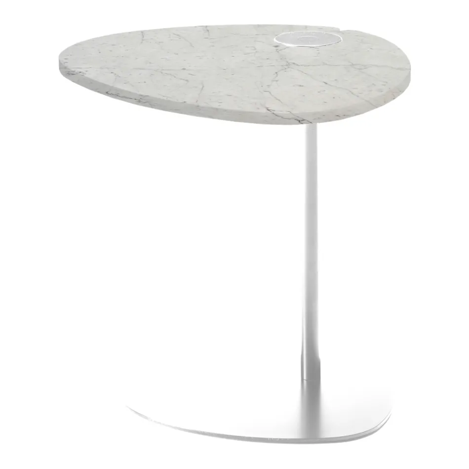 Mesa de Centro para Sala em Metal e Mármore Marquinia, Design Luxo - Yassine Viadurini