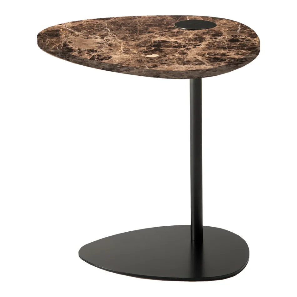 Mesa de Centro para Sala em Metal e Mármore Marquinia, Design Luxo - Yassine Viadurini