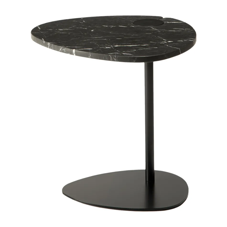 Mesa de Centro para Sala em Metal e Mármore Marquinia, Design Luxo - Yassine Viadurini