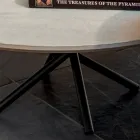 Mesa de centro redonda para sala de estar com base metálica e cerâmica Oapca - Shanghai Viadurini