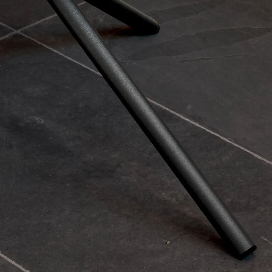 Mesa de centro redonda para sala de estar com base metálica e cerâmica Oapca - Shanghai Viadurini