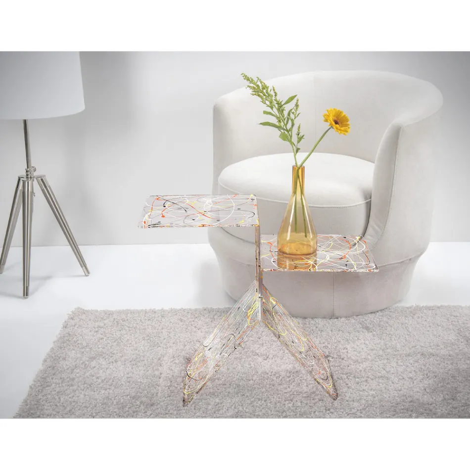 Mesa de centro de plexiglás colorido transparente para sala de estar fabricada na Itália - Kamon Viadurini