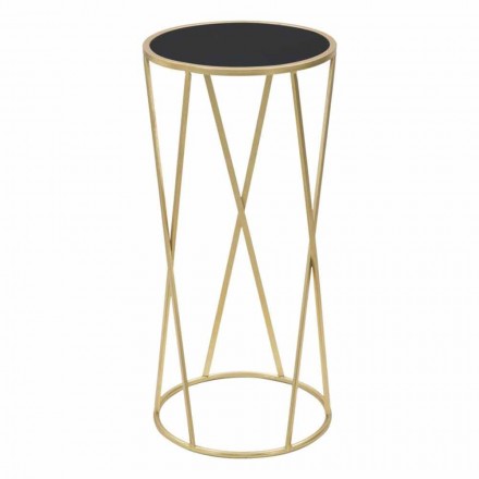 Suporte Telefônico de Design Redondo em Ferro e Vidro - Faith Viadurini