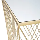 Mesa telefônica em ferro dourado e tampo em vidro espelhado - Olivia Viadurini