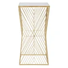 Mesa telefônica em ferro dourado e tampo em vidro espelhado - Olivia Viadurini