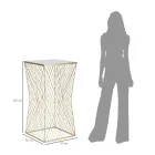 Mesa telefônica em ferro dourado e tampo em vidro espelhado - Olivia Viadurini