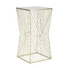 Mesa telefônica em ferro dourado e tampo em vidro espelhado - Olivia Viadurini