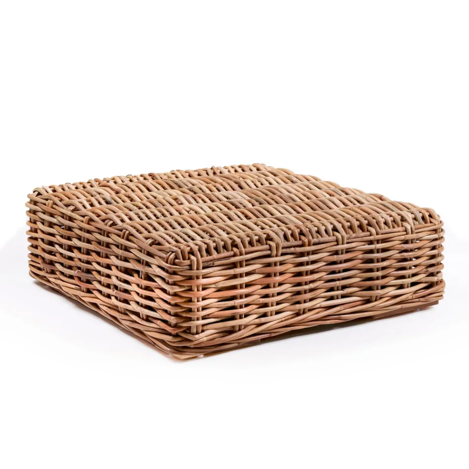 Mesa de Centro Jardim em Rattan Natural com Almofada Incluída - Keira Viadurini