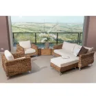 Pufe-mesa de centro ao ar livre em tecido de banana com almofada - Legolas Viadurini