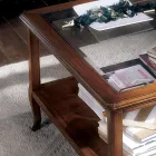 Mesa de centro quadrada para sala com tampo de vidro Made in Italy - Tepeyoti Viadurini