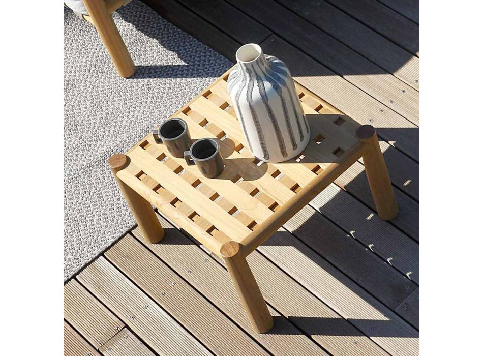 Mesa de centro quadrada ao ar livre em madeira de teca fabricada na Itália - Liberato Viadurini