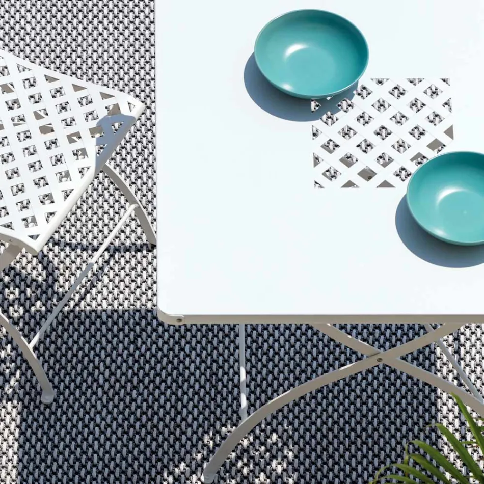 Mesa externa dobrável quadrada em aço galvanizado fabricada na Itália - Selvaggia Viadurini