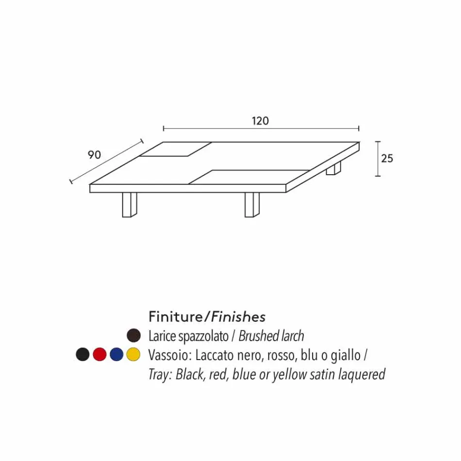 Mesa de centro retangular contemporânea com bandejas embutidas removíveis de íris Viadurini