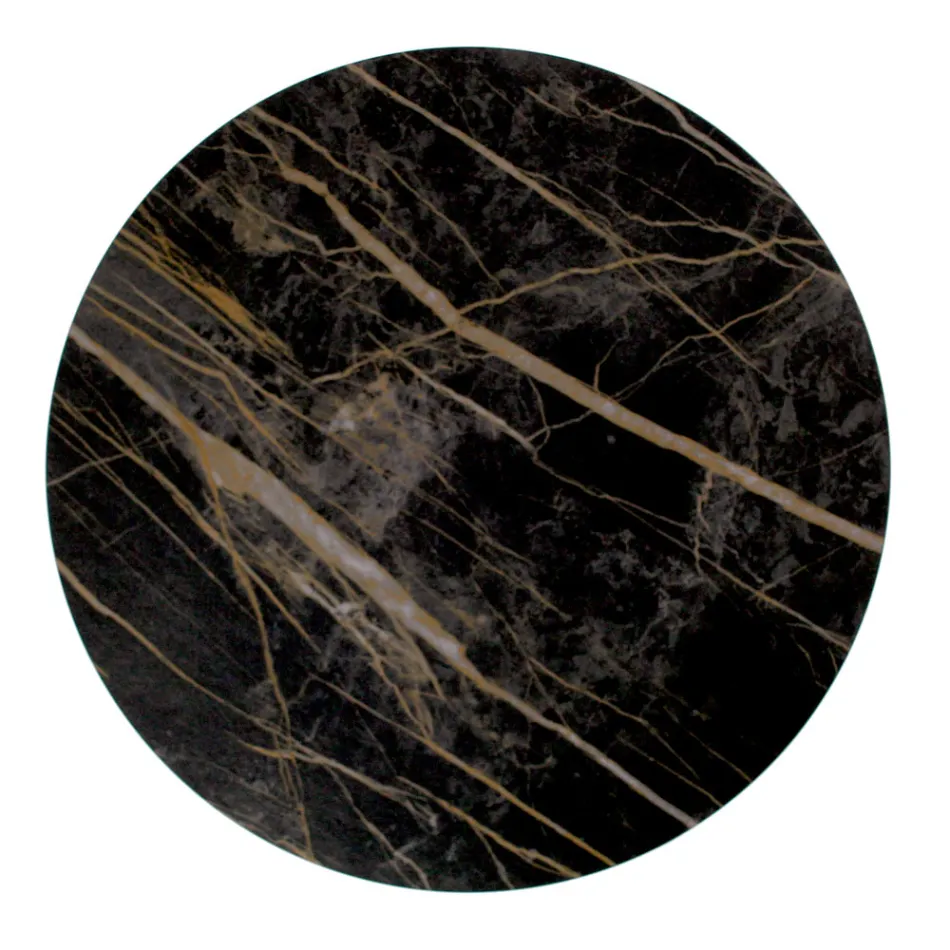 Mesa de centro redonda com base de aço e tampo de grés fabricado na Itália - Alisea Viadurini