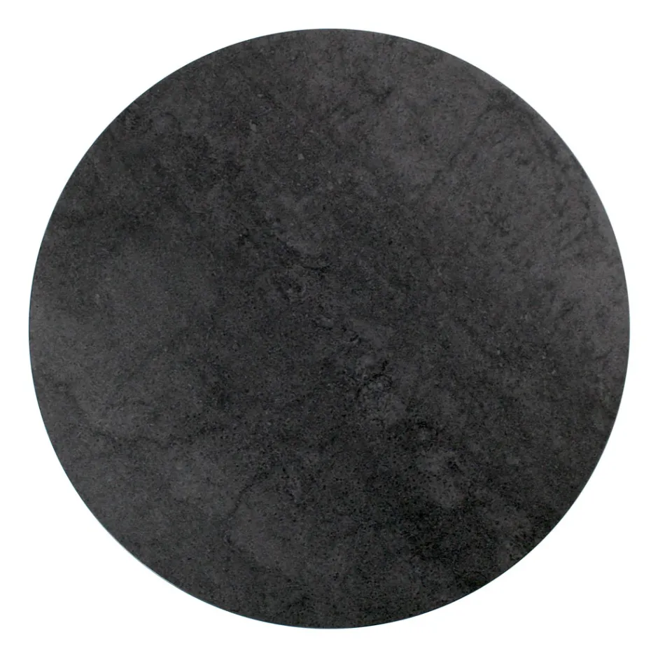 Mesa de centro redonda com base de aço e tampo de grés fabricado na Itália - Alisea Viadurini