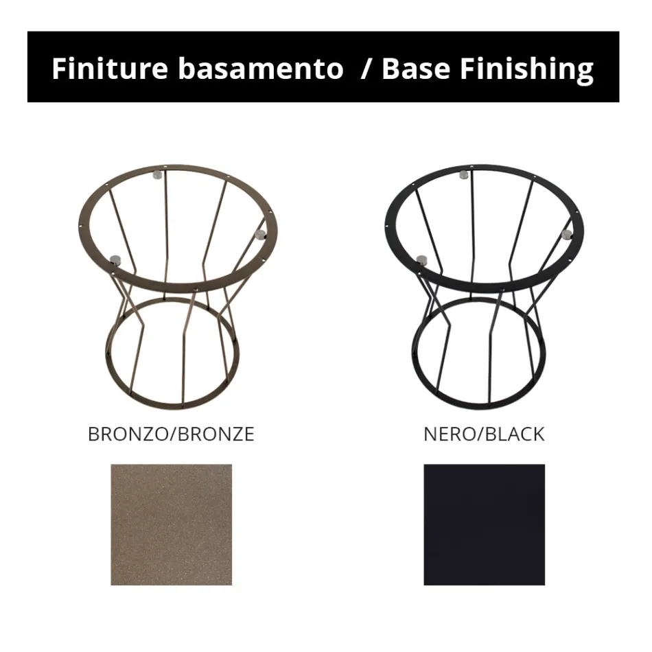 Mesa de centro redonda com base de aço e tampo de vidro fabricado na Itália - Alisea Viadurini