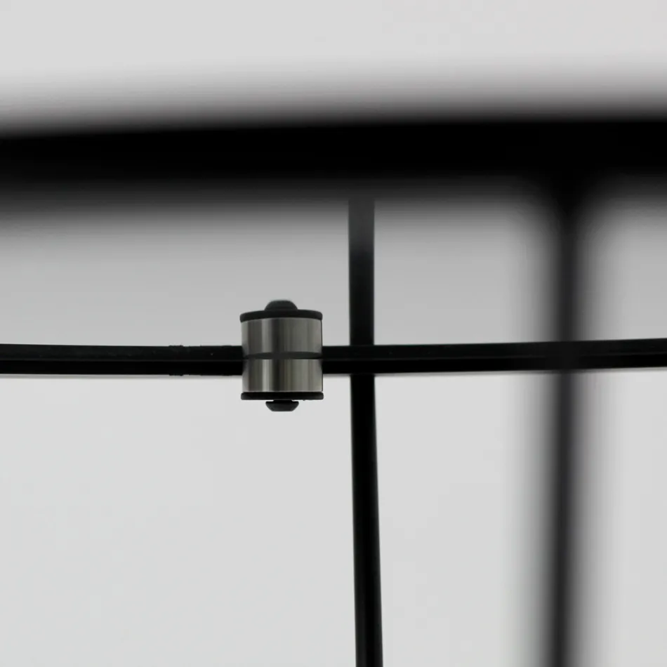 Mesa de centro redonda com base de aço e tampo de vidro fabricado na Itália - Alisea Viadurini