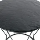 Mesa de centro redonda com base de aço e tampo de vidro fabricado na Itália - Alisea Viadurini