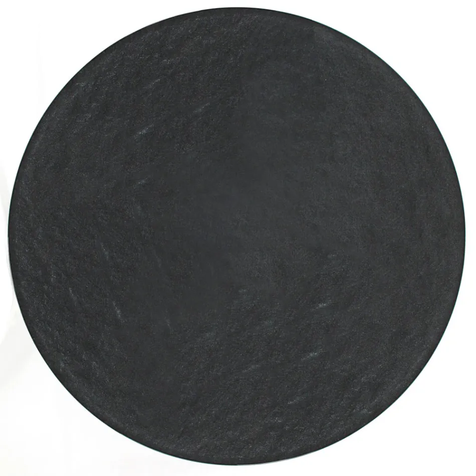 Mesa de centro redonda com base de aço e tampo de vidro fabricado na Itália - Alisea Viadurini