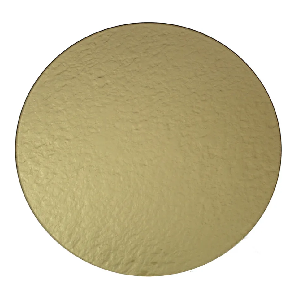 Mesa de centro redonda de vidro com base de 3 crescentes fabricada na Itália - Arepa Viadurini