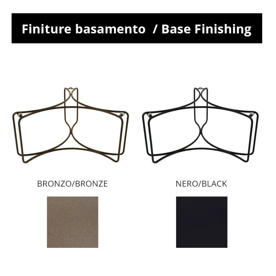 Mesa de centro redonda de vidro com base de 3 crescentes fabricada na Itália - Arepa Viadurini