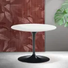 Mesa de centro redonda Saarinen Tulip, 41 cm de altura, em cerâmica Florim branca fosca - Scarlet Viadurini