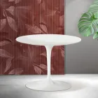 Mesa de centro redonda Saarinen Tulip, 41 cm de altura, em cerâmica Florim branca fosca - Scarlet Viadurini