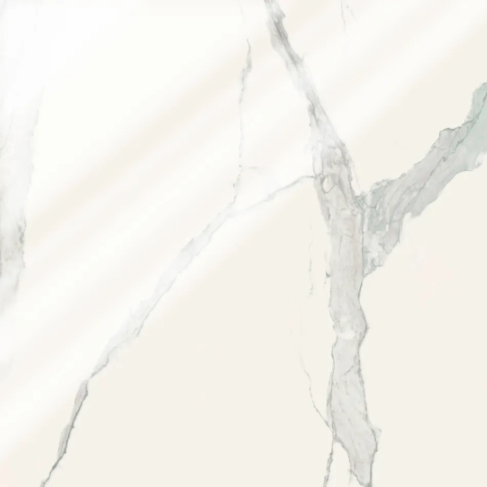 Mesa de centro redonda Saarinen Tulip, 41 cm de altura, em cerâmica Statuario Florim brilhante - Scarlet Viadurini