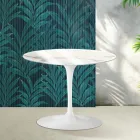 Mesa de centro redonda Saarinen Tulip, 41 cm de altura, em cerâmica Statuario Florim brilhante - Scarlet Viadurini