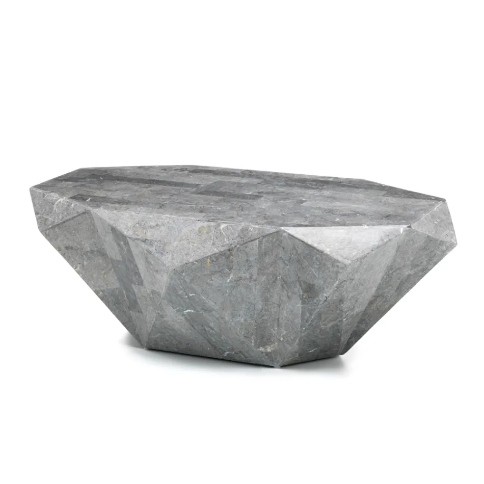 Mesa de centro em formato interno em pedra fóssil com diferentes acabamentos - fones de ouvido Viadurini