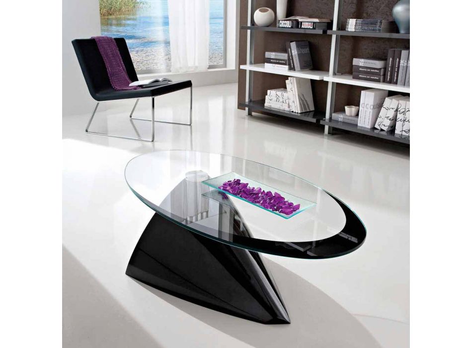 Mesa de centro com tampo de vidro com serigrafia Made in Italy - Campari Viadurini