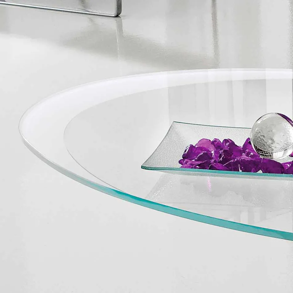 Mesa de centro com tampo de vidro com serigrafia Made in Italy - Campari Viadurini