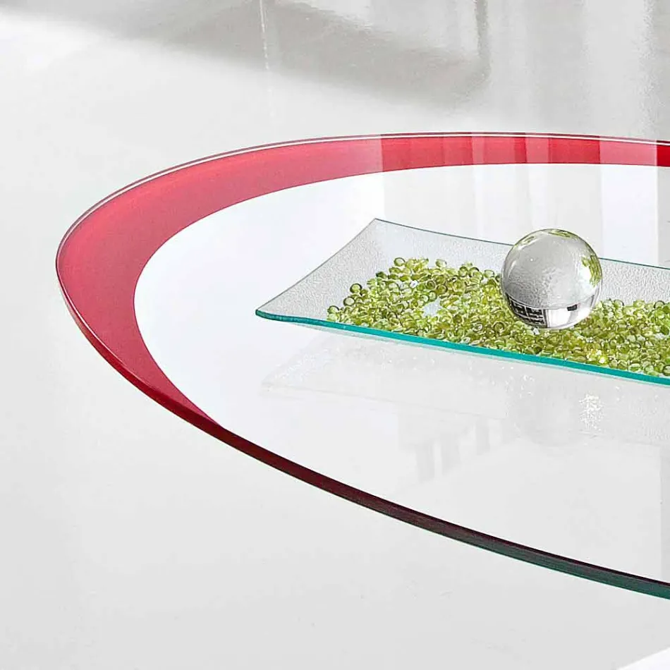 Mesa de centro com tampo de vidro com serigrafia Made in Italy - Campari Viadurini