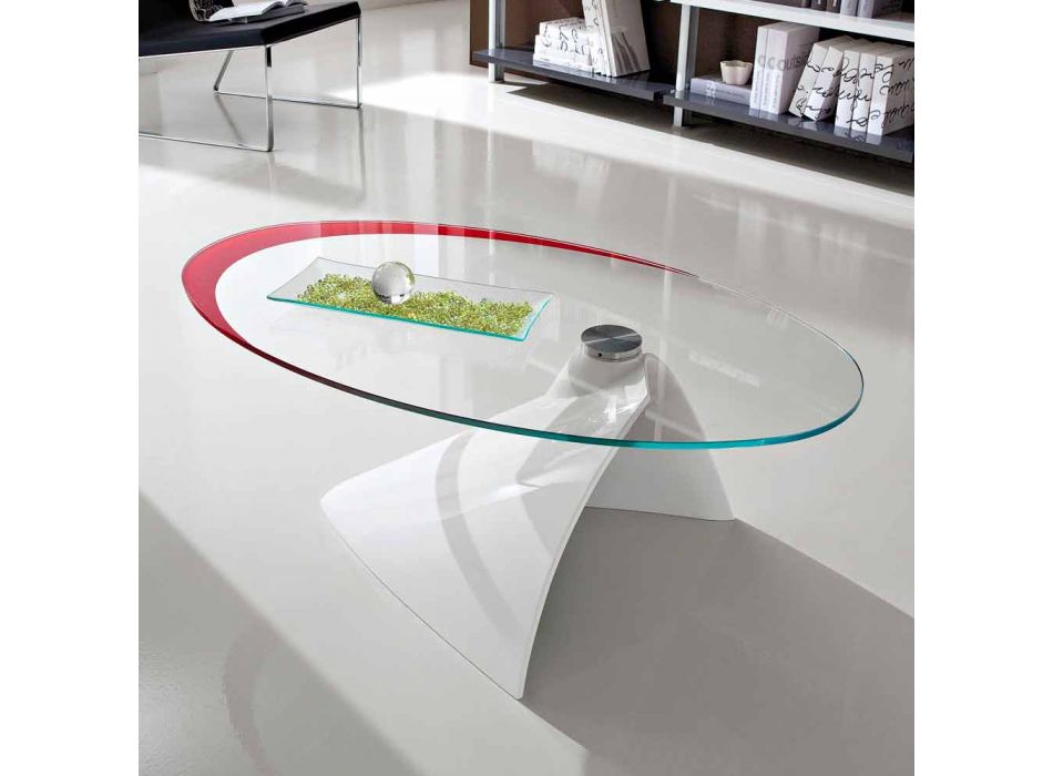 Mesa de centro com tampo de vidro com serigrafia Made in Italy - Campari Viadurini