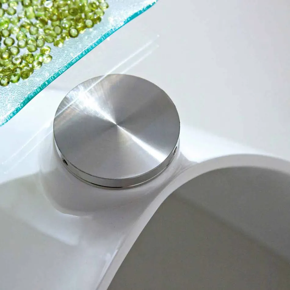 Mesa de centro com tampo de vidro com serigrafia Made in Italy - Campari Viadurini