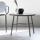 Mesa de centro com tampo redondo de madeira maciça made in Italy - Makino Viadurini