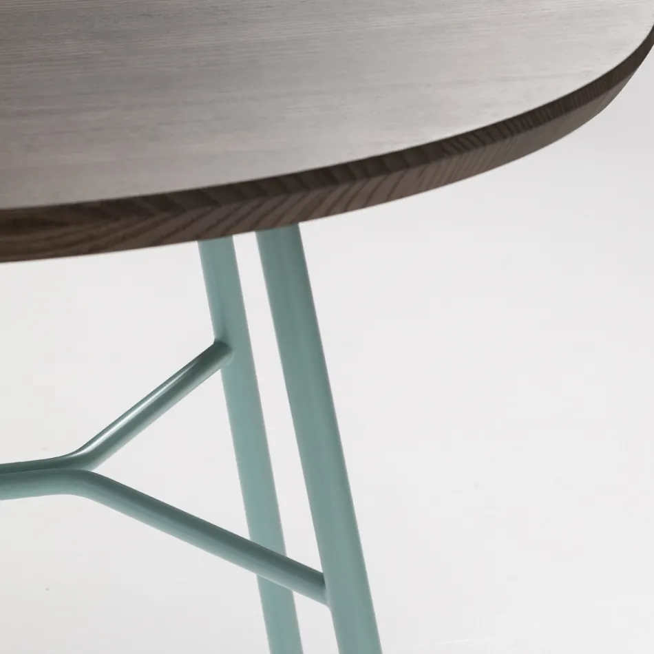 Mesa de centro com tampo redondo de madeira maciça made in Italy - Makino Viadurini