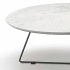 Mesa de centro com tampo redondo de mármore e base de metal Made in Italy - Gin Viadurini