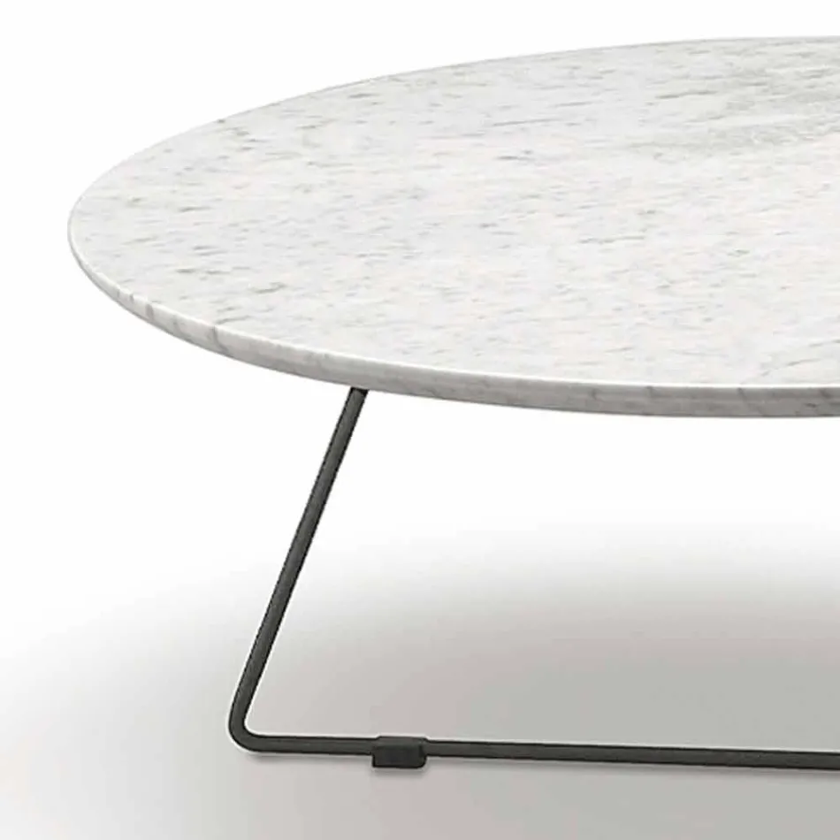 Mesa de centro com tampo redondo de mármore e base de metal Made in Italy - Gin Viadurini