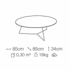 Mesa de centro com tampo redondo de mármore e base de metal Made in Italy - Gin Viadurini