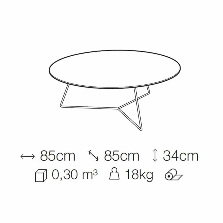 Mesa de centro com tampo redondo de mármore e base de metal Made in Italy - Gin Viadurini