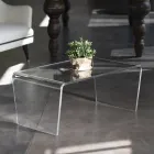 Mesa de centro em cristal acrílico transparente dobrado à mão - Crosto Viadurini