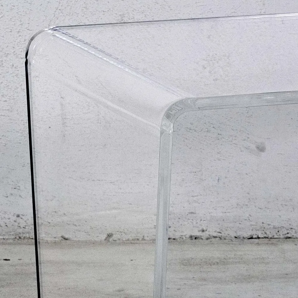 Mesa de centro em cristal acrílico transparente dobrado à mão - Crosto Viadurini