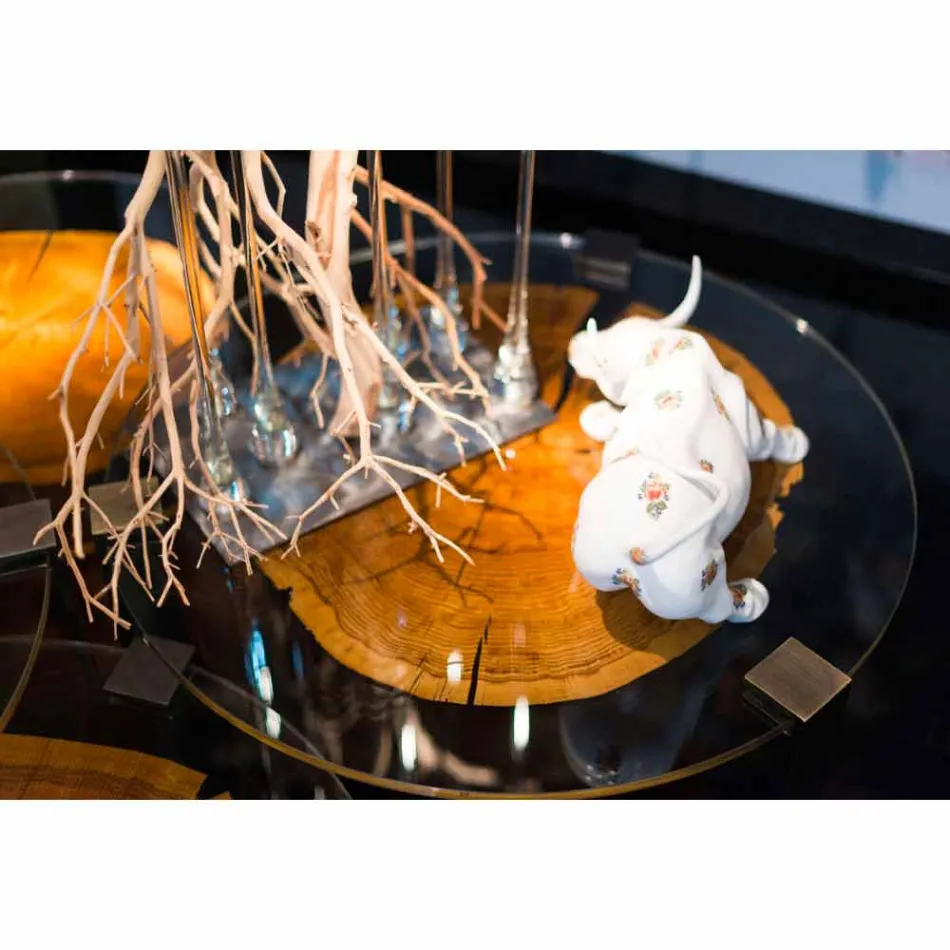 Mesa de Centro em Madeira e Aço com Pernas Metálicas Made in Italy - Damasco Viadurini