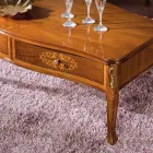 Mesa de centro de madeira embutida com 2 gavetas fabricada na Itália - Katerine Viadurini