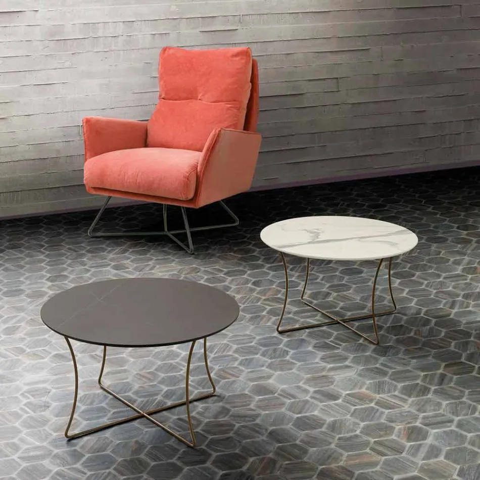 Mesa de Centro em Metal Pintado com Tampo Hpl Made in Italy - Numbo Viadurini