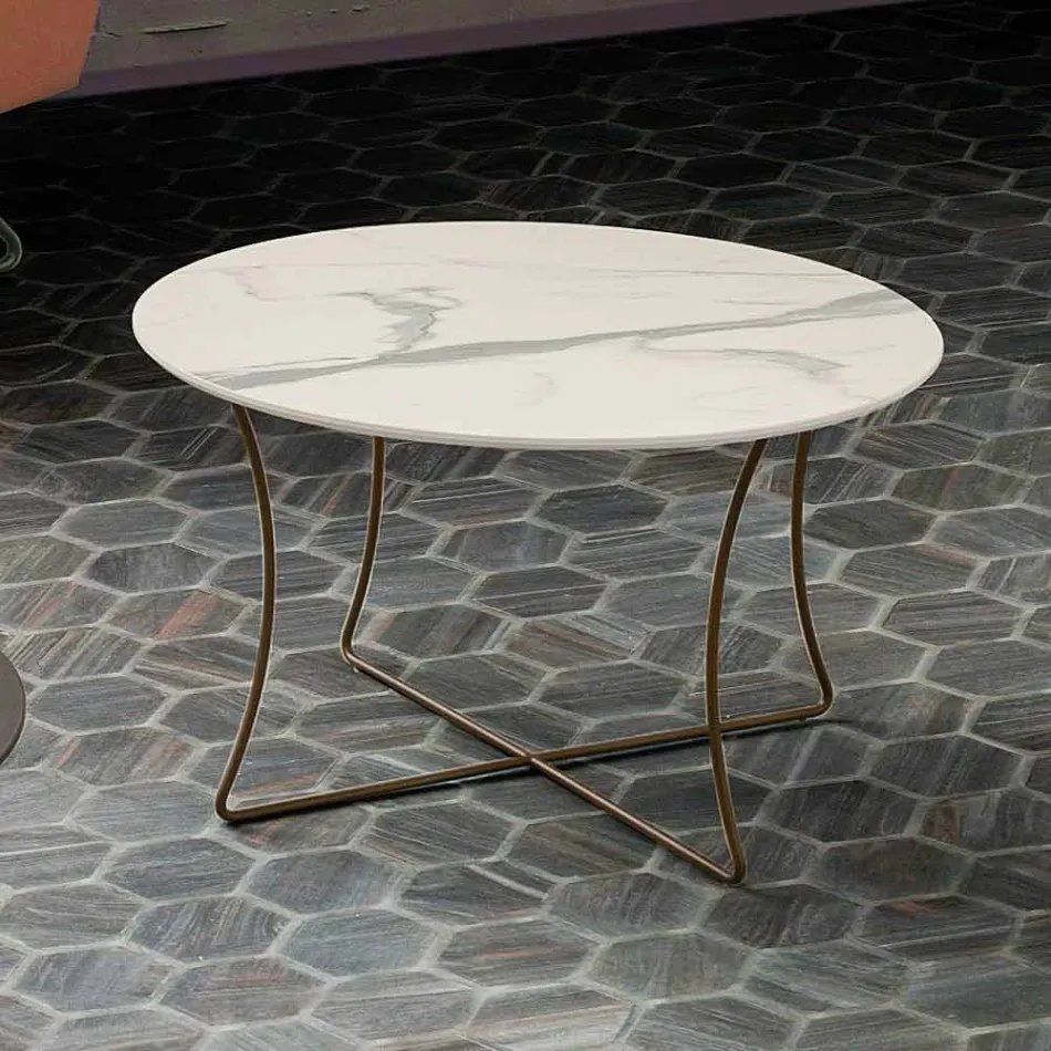 Mesa de Centro em Metal Pintado com Tampo Hpl Made in Italy - Numbo Viadurini
