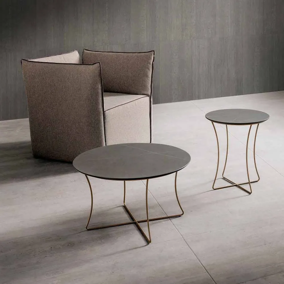 Mesa de Centro em Metal Pintado com Tampo Hpl Made in Italy - Numbo Viadurini