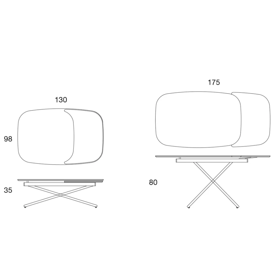 Mesa de centro extensível conversível em metal e cerâmica - Gioacco Viadurini