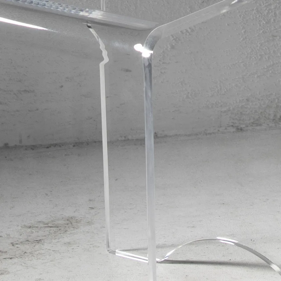 Mesa de centro Banqueta Cristal Acrílico Transparente Minimal Italiano - Plarco Viadurini